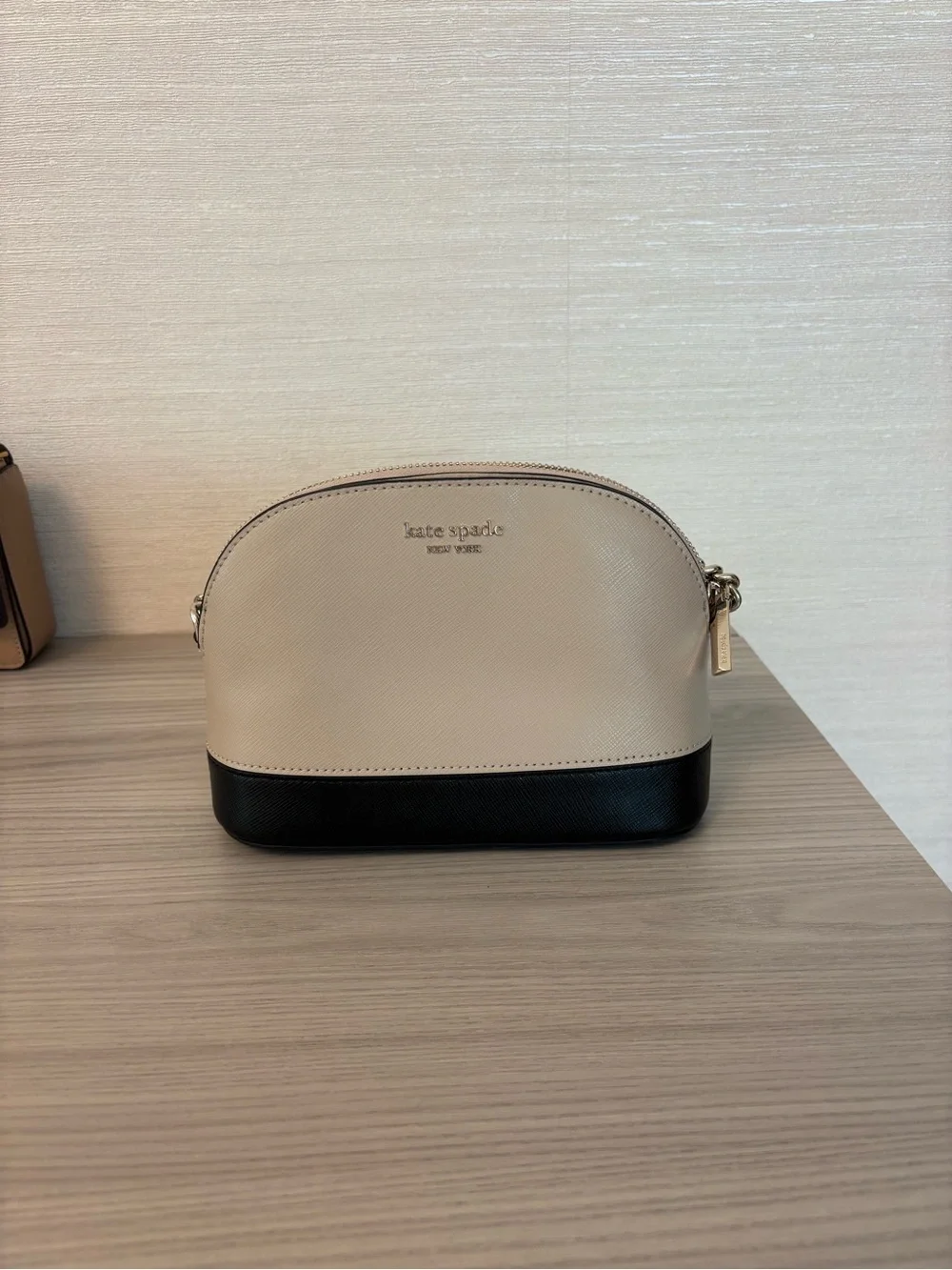 Kate Spade New York Leila Small Dome Cream/Black Color Block Leather